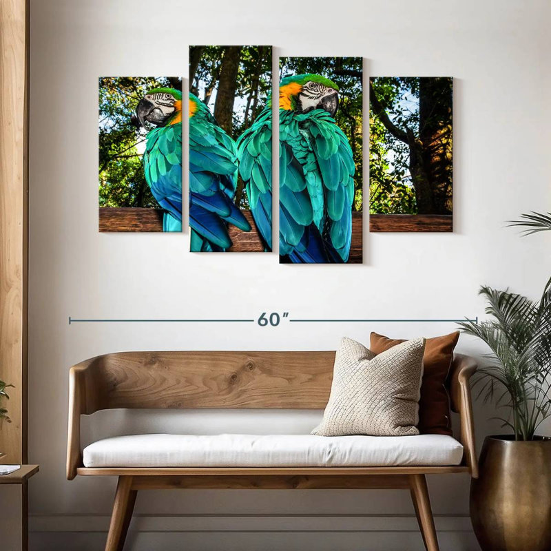 Brampt Macaw Parrots, 32" H x 52" W