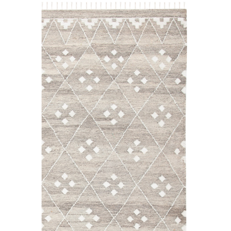 Tapis géométrique en laine, viscose et coton tissé à la main Natural Kilim, Rectangle 2 pi 6 po x 4 pi