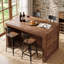 Table de bar à la maison en bois massif Farmhouse, barre de petit-déjeuner autoportante avec tablettes de rangement