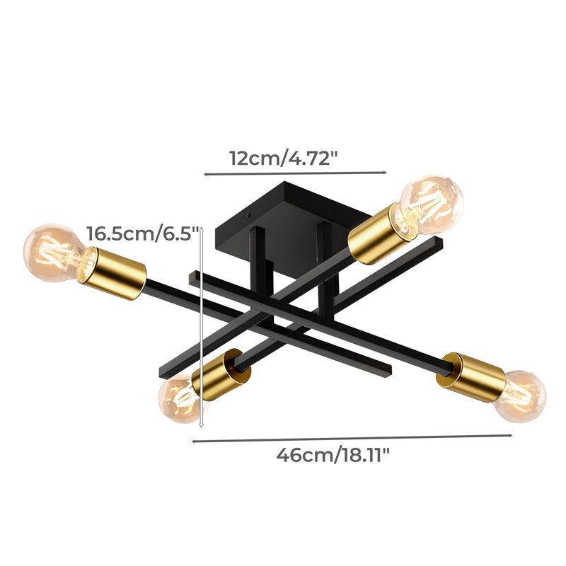 Semi Flush Mount, Black/Gold