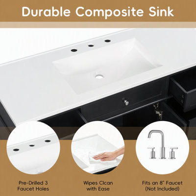 48-Inch Freestanding Bathroom Vanity with Composite Sink, 6 Drawers and 2 Soft-Close Doors