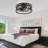 19" Industrial Caged Flush Mount Ceiling Fan with Light and Remote 6-speed Reversible DC Motor Metal Ceiling Fan for Bedroom Living Room