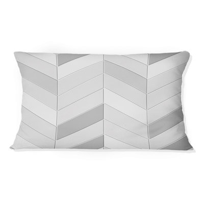 Grey White Classic Chevron Print - Modern Lumbar Pillow