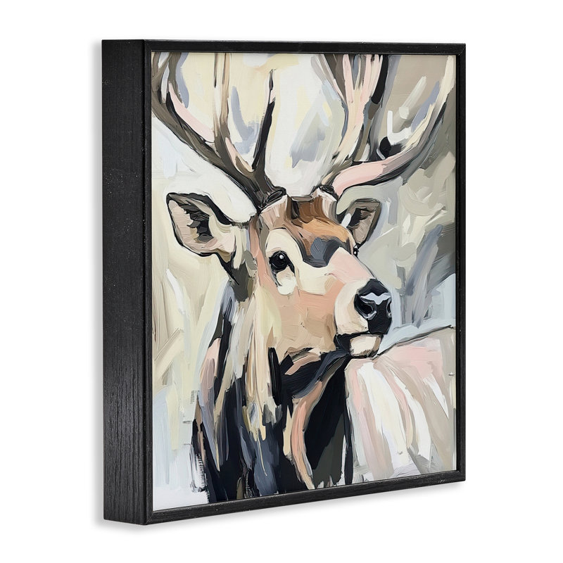 «Neutral Bull Elk Portrait», estampe numérique, conception de Tina LeCour, H 17 po x l 17 po, Giclée encadrée noir minuit