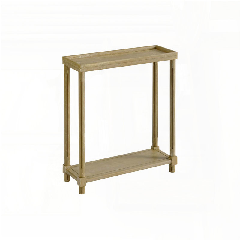 Ensemble de table de bout étroite avec tablette - sans outil, Bois de chêne