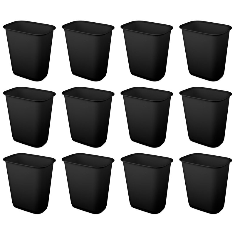 Poubelle à couvercle ouvert 9 gallons Sterilite, Noir, H 18 po x l 11,63 po x P 16,63 po