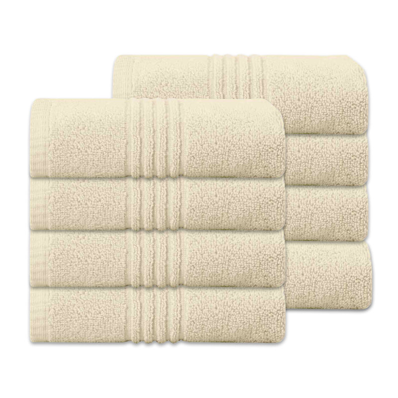 Ensemble de serviettes de bain 100% coton 100% coton zéro torsion Robbs Home Weavers 500GSM, 16 po x 24 po (8) (8 serviettes à main), ivoire