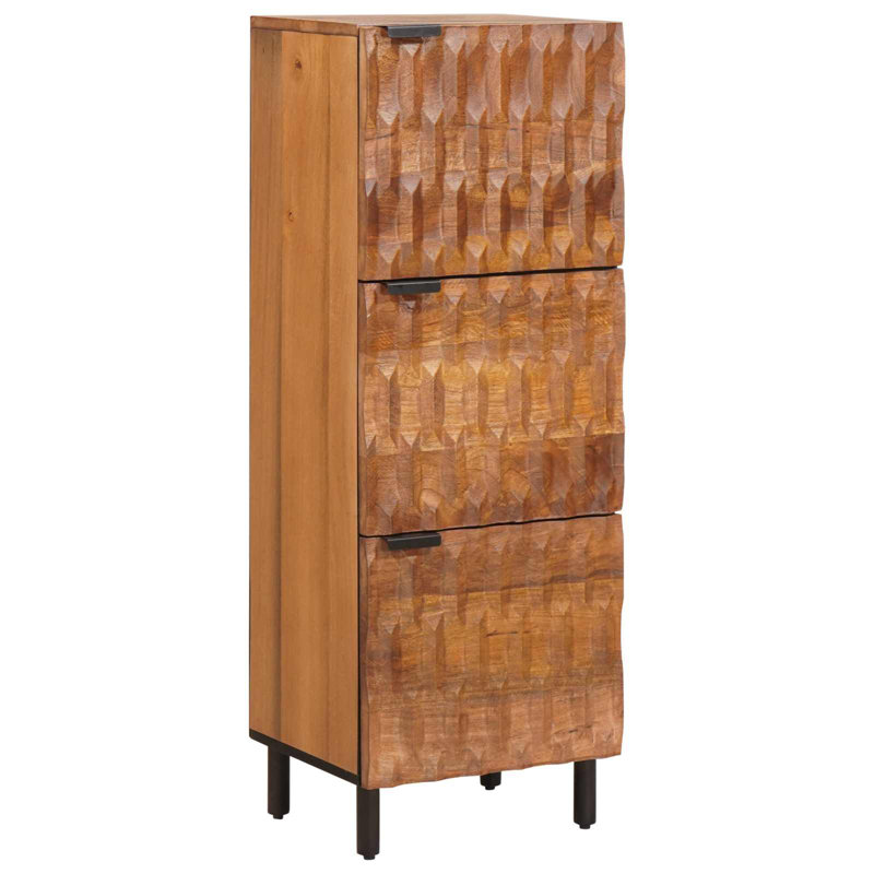 Solid Wood Rectangle Accent Cabinet, Black/Acacia Brown 