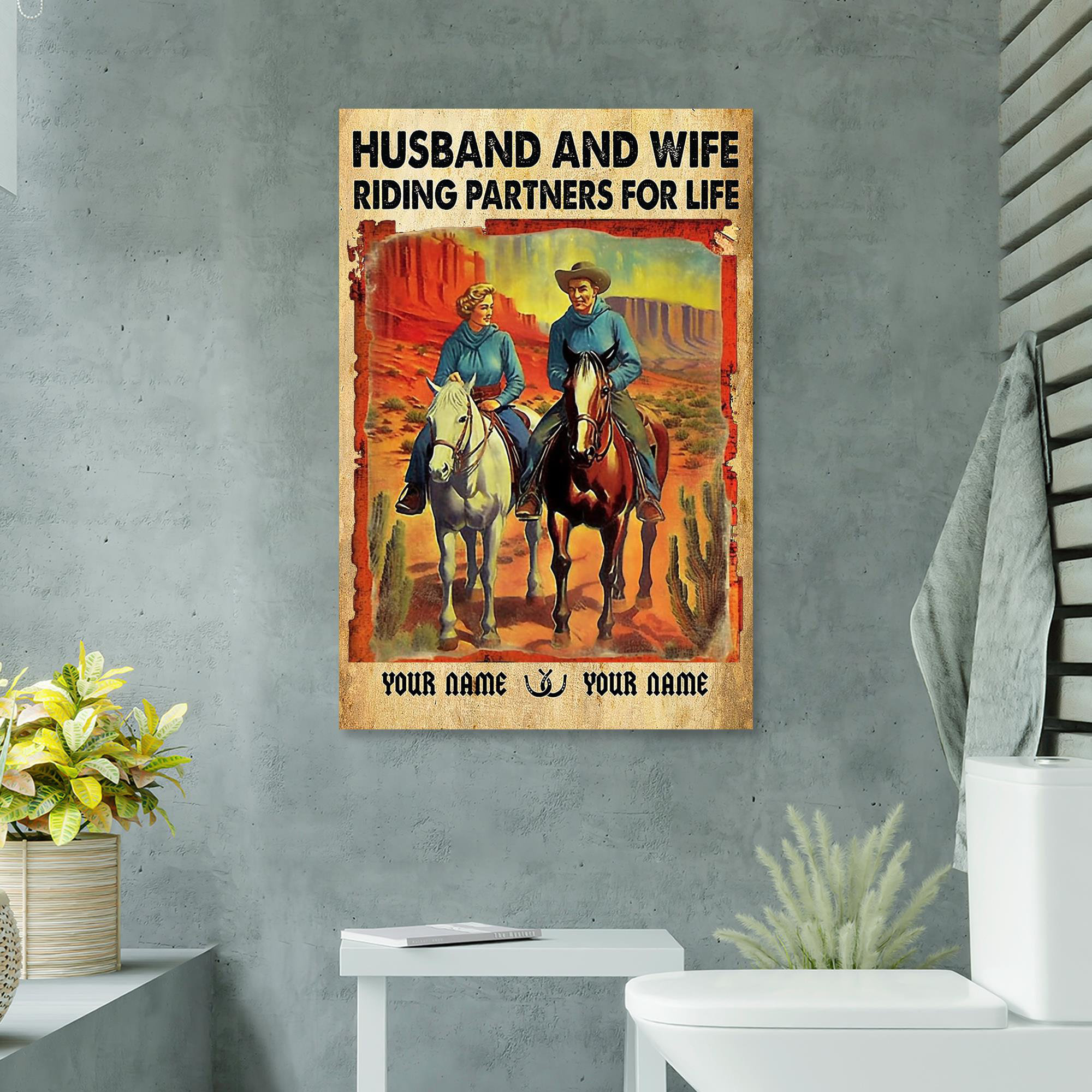 Husband and Wife Riding Partners - Wrapped Canvas Graphic Art