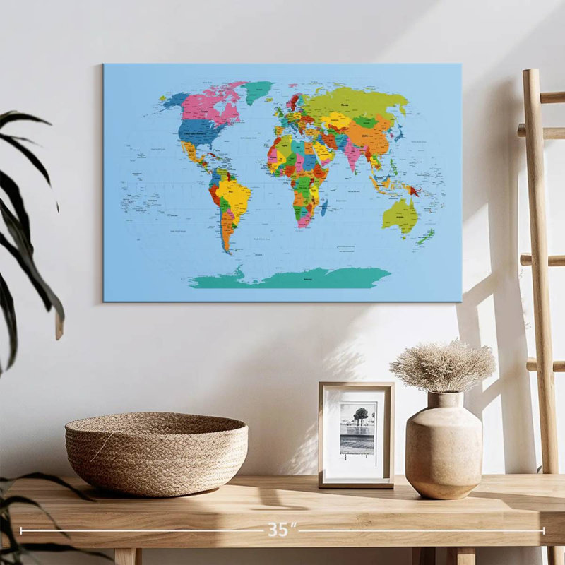 Carte du monde Aliaz, H 16 po x l 24 po