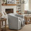 Fauteuil demi-tonneau pivotant ultra confortable avec un large tissu semblable à un cordon et des sièges de soutien, parfait pour se détendre et recevoir à la maison