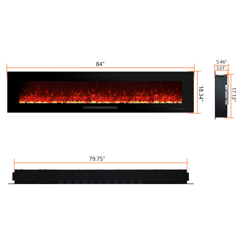Craigmore Wall Mounted Electric Fireplace, 17.13" H x 79.75" W x 5.46" D