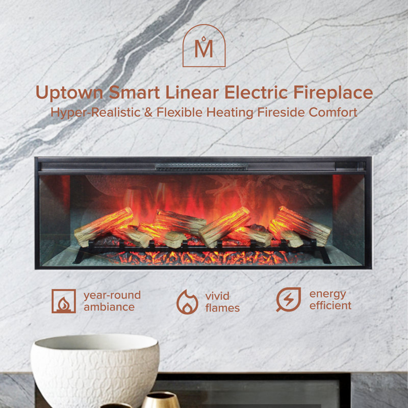 Uptown Infrared Electric Fireplace Insert Heater, Compatible with Alexa & Google Home, 17.7" H x 42" W x 8.2" D