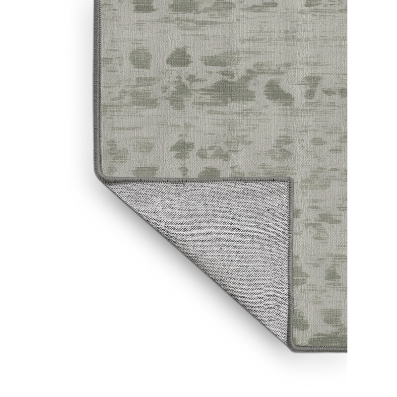 Machine Washable Abstract Gray Area Rug, Runner 2' x 4'