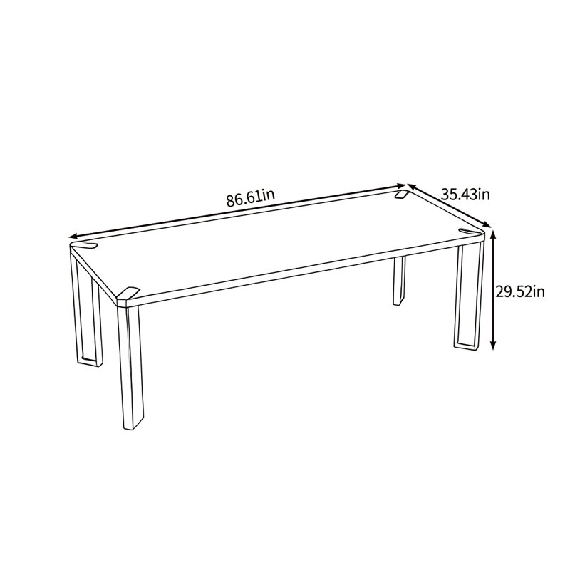 Durable solid wood dining table, 29.52"H x 86.61"L x 35.43"W
