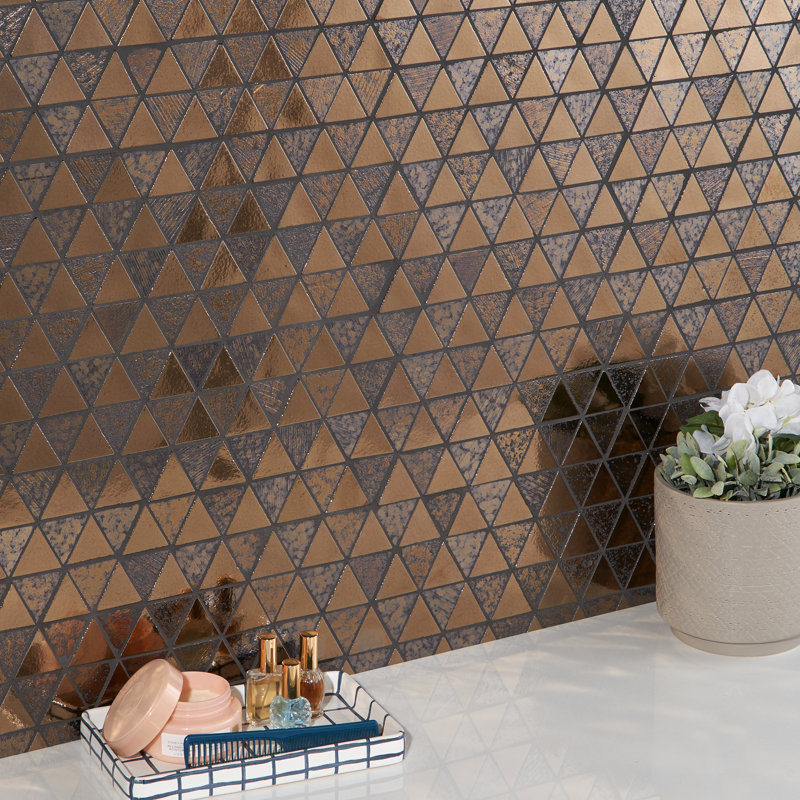 Carreau de mosaïque triangulaire Art Lava (1,07 pieds carrés / chaque), Jaune clair / brun