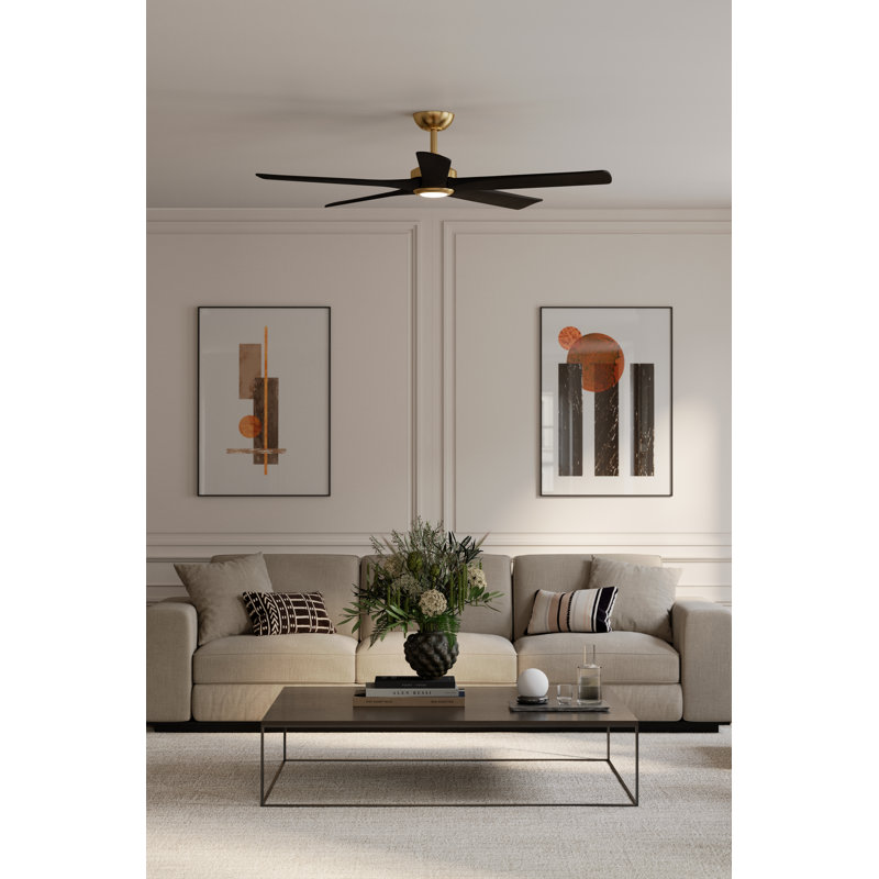 Ventilateur de plafond intelligent DEL 5CCT 56 "Seressa, Charbon, Laiton