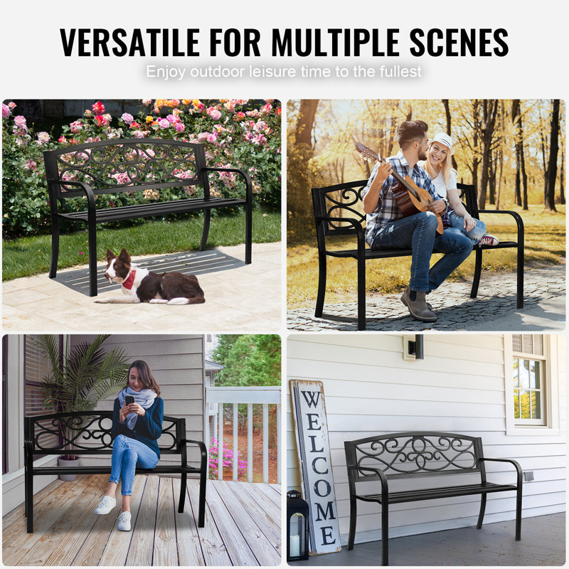 VEVOR 50" Gray Metal Outdoor Garden Bench