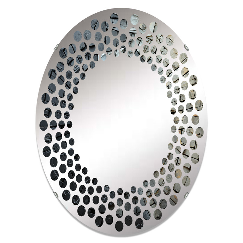 Miroir mural à pois en pierre grise, H 29,5 po x l 19,6 po