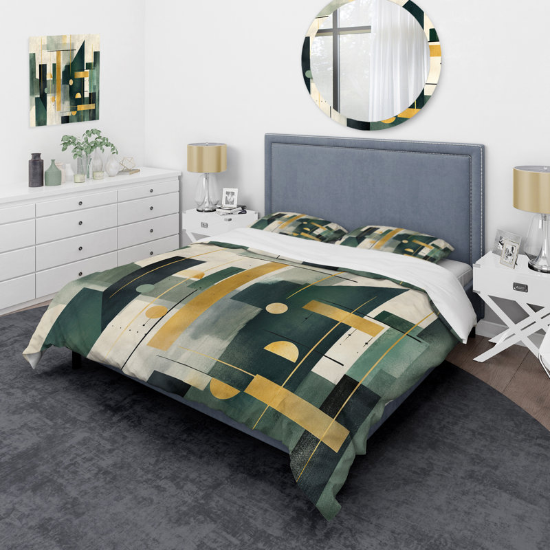 Ensemble de housse de couette en microfibre / polyester Gold Green Parallel Universes Bedding