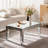 Silver Coffee Tables For Living Room With Dazzling Crushed Crystal Border, Clear Glass Rectangle Center Table Mirrored Finished, Glam Modern Living Room Furniture