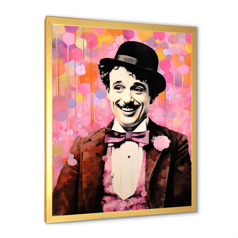 «Chocolate Chaplin III - Celebrity», reproduction sur toile_105726, H 20 po x l 12 po x P 1 po, Encadrement doré