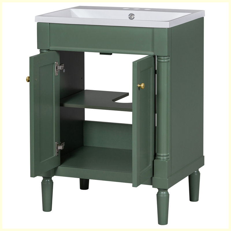 Meuble-lavabo moderne avec lavabo supérieur, Vert