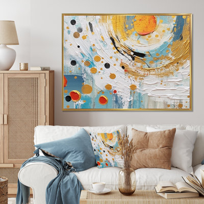 Combinaison abstraite sarcelle blanche et dorée III sur toile