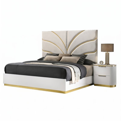 Eward 2-Piece Queen Bedroom Set in White and Gold