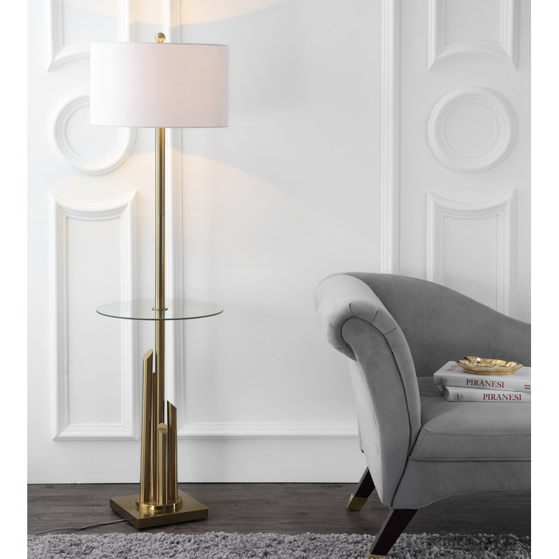 Ashburnham 61'' Brass/Gold Tray Table Floor Lamp