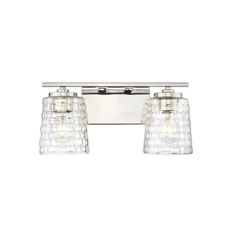 Mercer41 Cavanaugh 2 Light Vanity with Clear Woven Lattice Shade, Polished Nickel