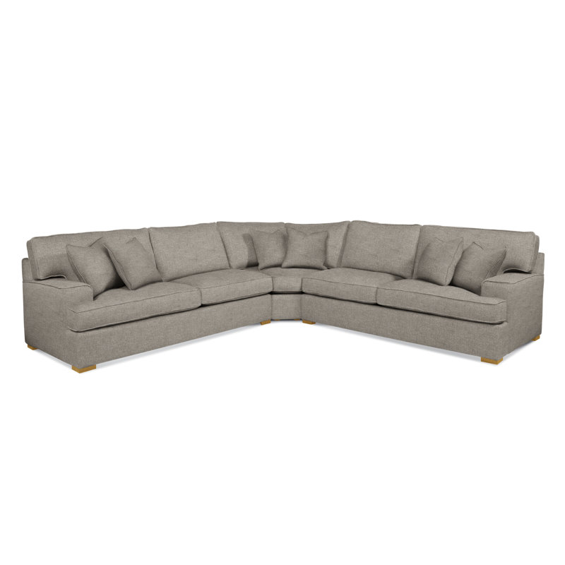 Sadie 3-Piece Upholstered Sectional, Honey Finish, Basic Grey; 0317-83
