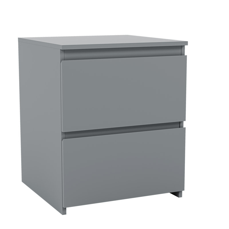 Cunha 2 - Drawer Large Bedside Cabinet Bedroom Furniture, Grey