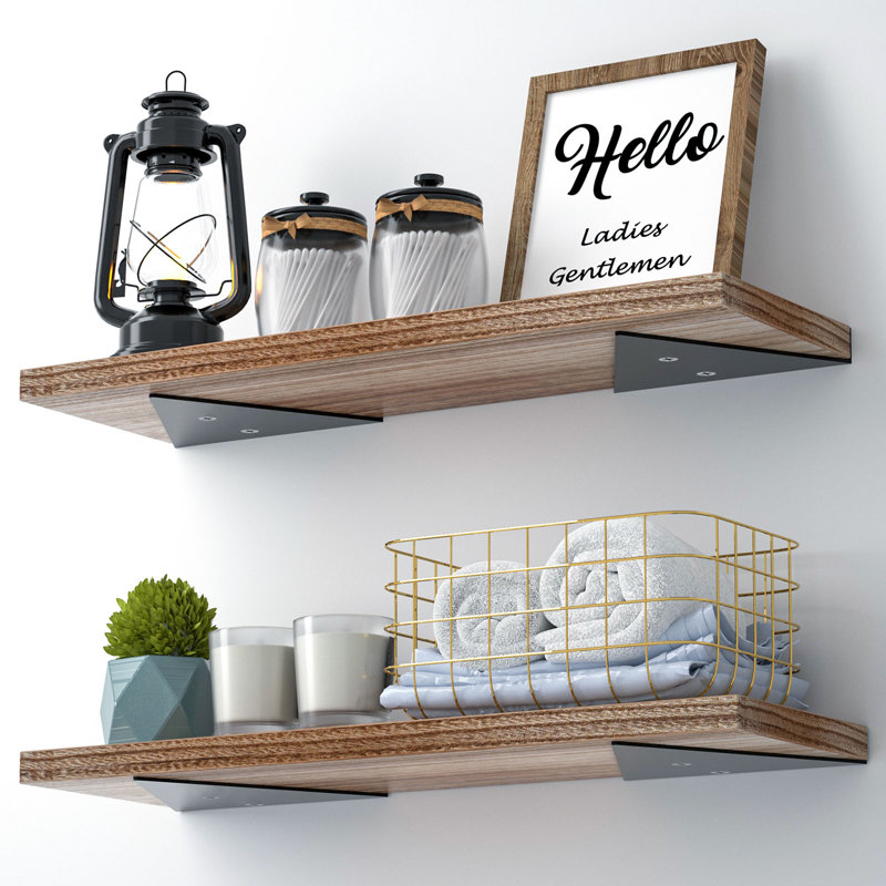 Ensemble de 2 tablettes flottantes en bois
