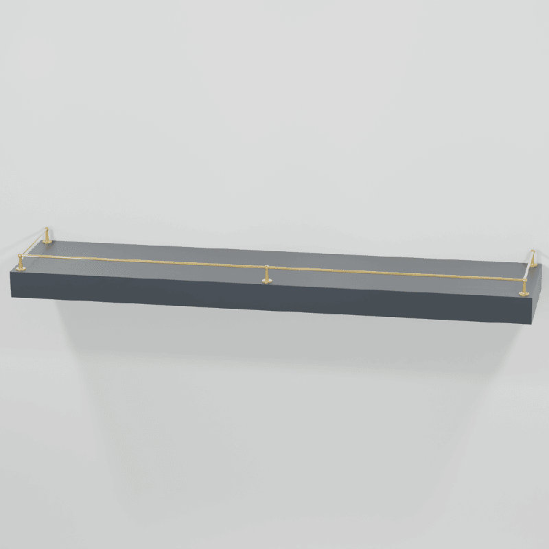 Ensemble de rail de galerie traditionnel, pour étagère - plat , H 1,71 po x l 48 po x P 12 po, Laiton poli