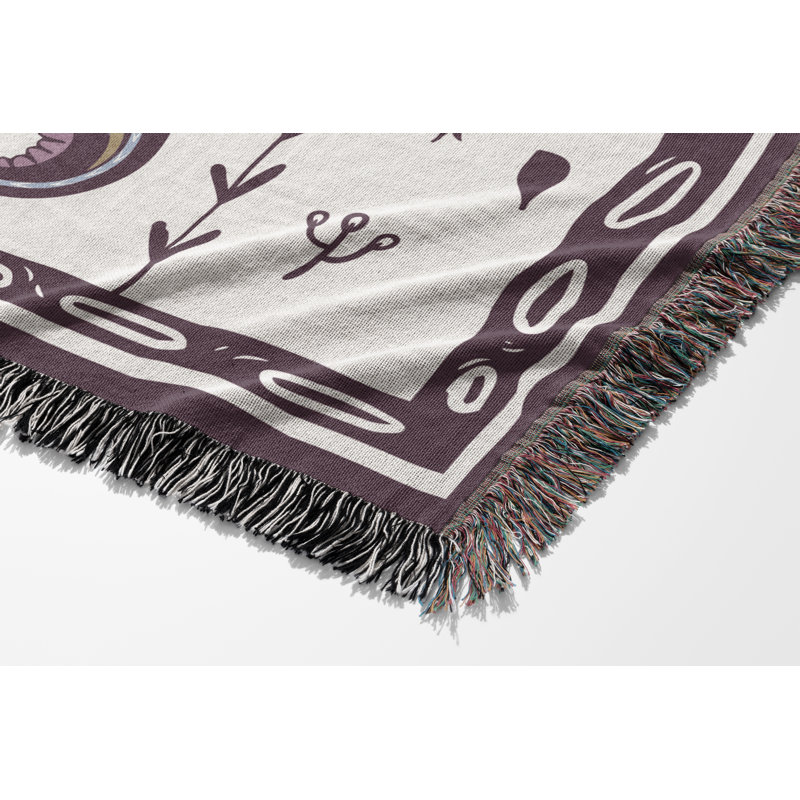 Jeté en mélange de coton Amiro Crocodile, L 60 po x l 50 po, Pourpre / Blanc cassé