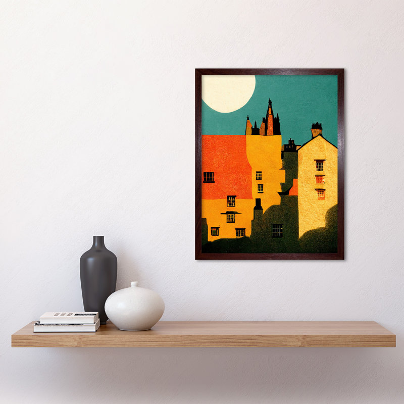Paper Cut Dean Village Edinburgh - Print, Brown Framed Paper, 43cm H x 33cm W