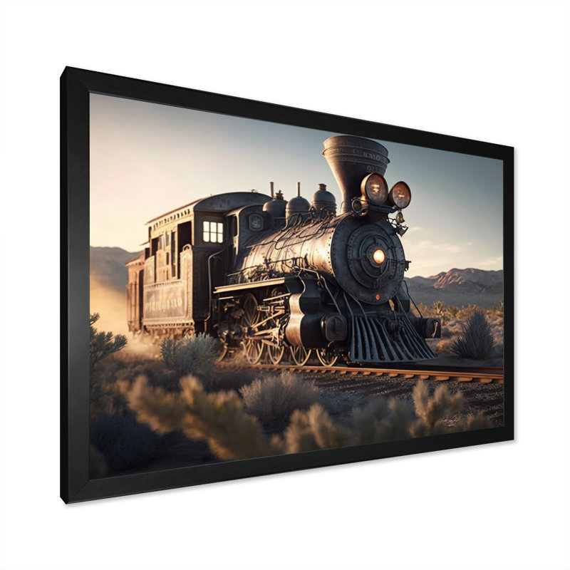 Train, reproduction d'art sur toile, train sur la voie II, Cadre photo noir, L 44 po x H 34 po