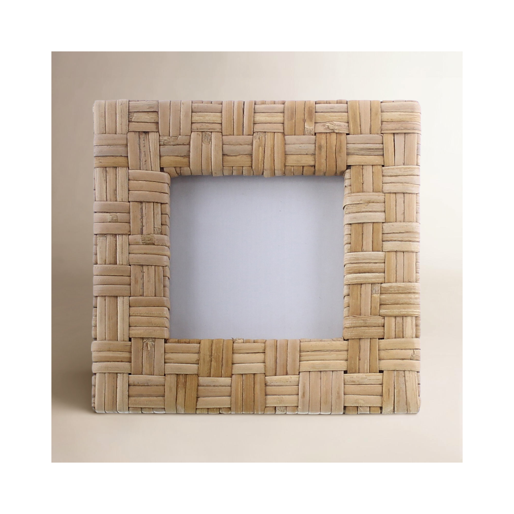 Alodee Natural Wicker / Rattan Picture Frame with Mat, 4" x 4"