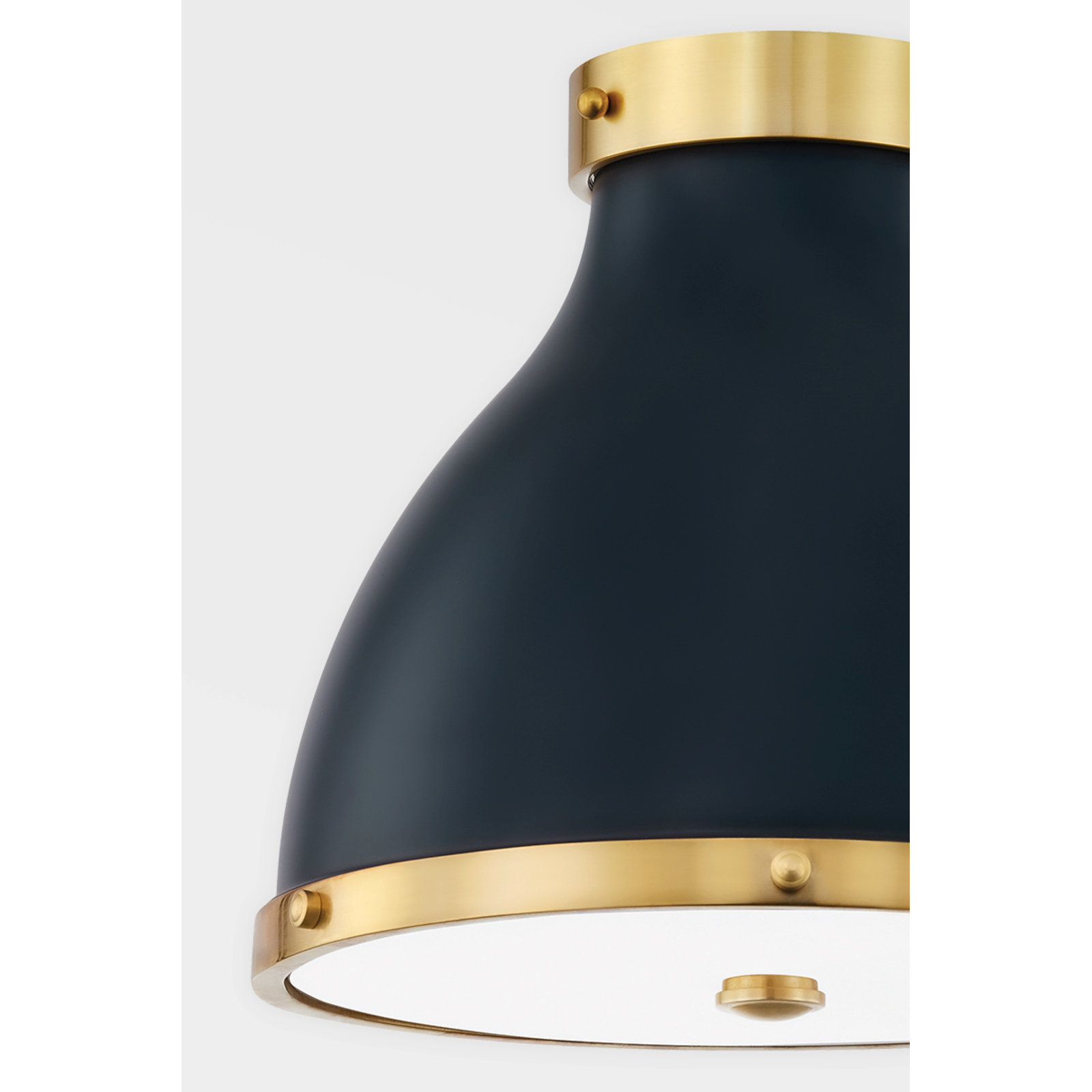 Painted No. 3 2-Light Flush Mount, Black/Gold