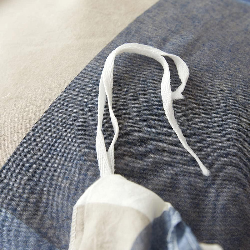Ensemble de housse de couette en vichy XINMIANFANG, 100% coton délavé, lin texturé, literie écossaise bleu clair, fermeture à glissière, 2 taies décoratives