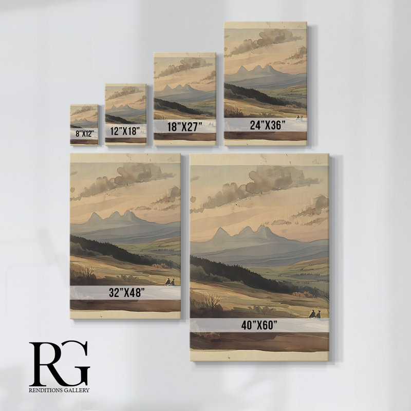 Toile tendue avec châssis paysage Lxxix - prête à être accrochée, H 18 po x l 12 po