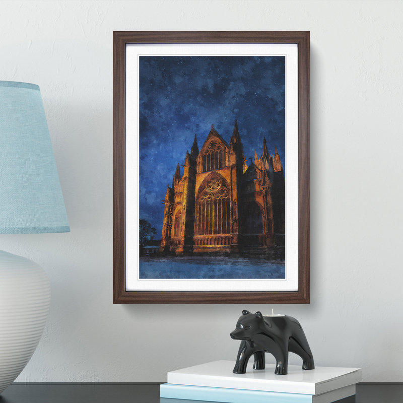 Lincoln Cathedral in England - Picture Frame Graphic Art Print, Walnut Framed, 33cm H x 24cm W x 2cm D