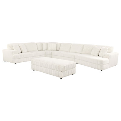 Style sophistiqué - Canapé modulaire rembourré 5 pièces de couleur ivoire Holyfield