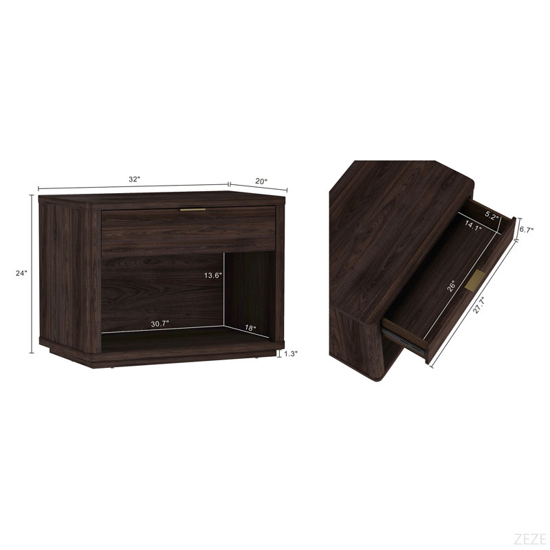 Table de chevet brune