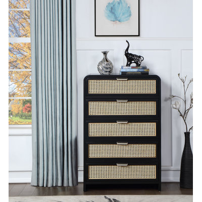 Tico 5 Drawer 32" W Solid Wood Chest by Bayou Breeze