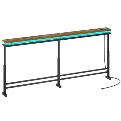 Console Table Entryway Table Behind Couch Table Height Adjustable (27.6"-35.4") with LED Light Strip and Charging Station