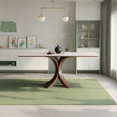 Sintered Stone Dining Table with Solid Wood Suppor