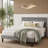 Queen Size Dark Grey Velvet Upholstered Platform Bed with Adjustable Headboard, Modern Bed Frame with Wood Slats, No Box Spring Needed-1428527537-1428527538
