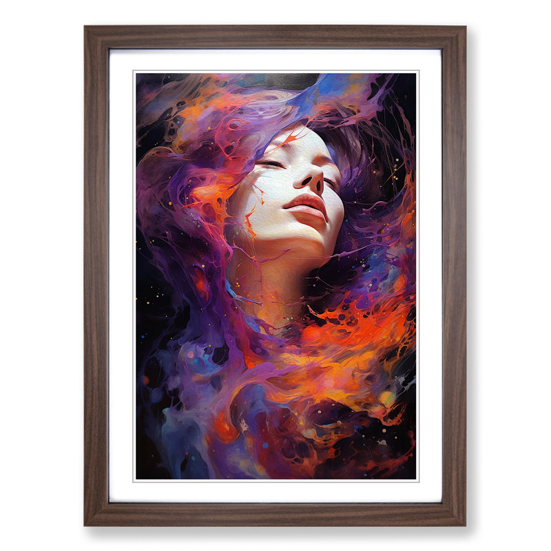 Single Picture Frame Print on Wood, Walnut Framed, 64cm H x 46cm W